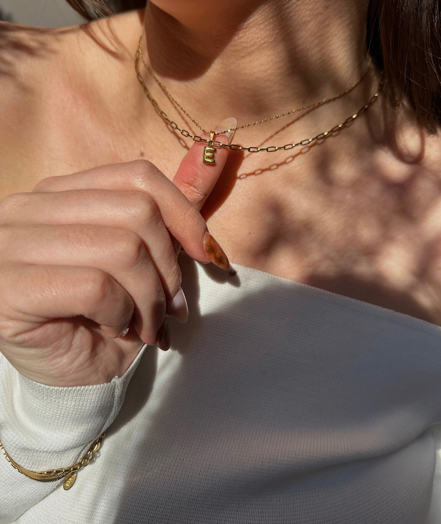 18k gold plated waterproof initial necklace