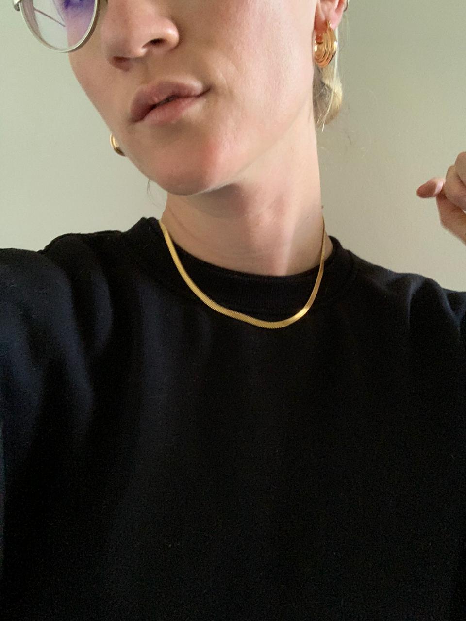 18k gold plated hypoallergenic flat chain