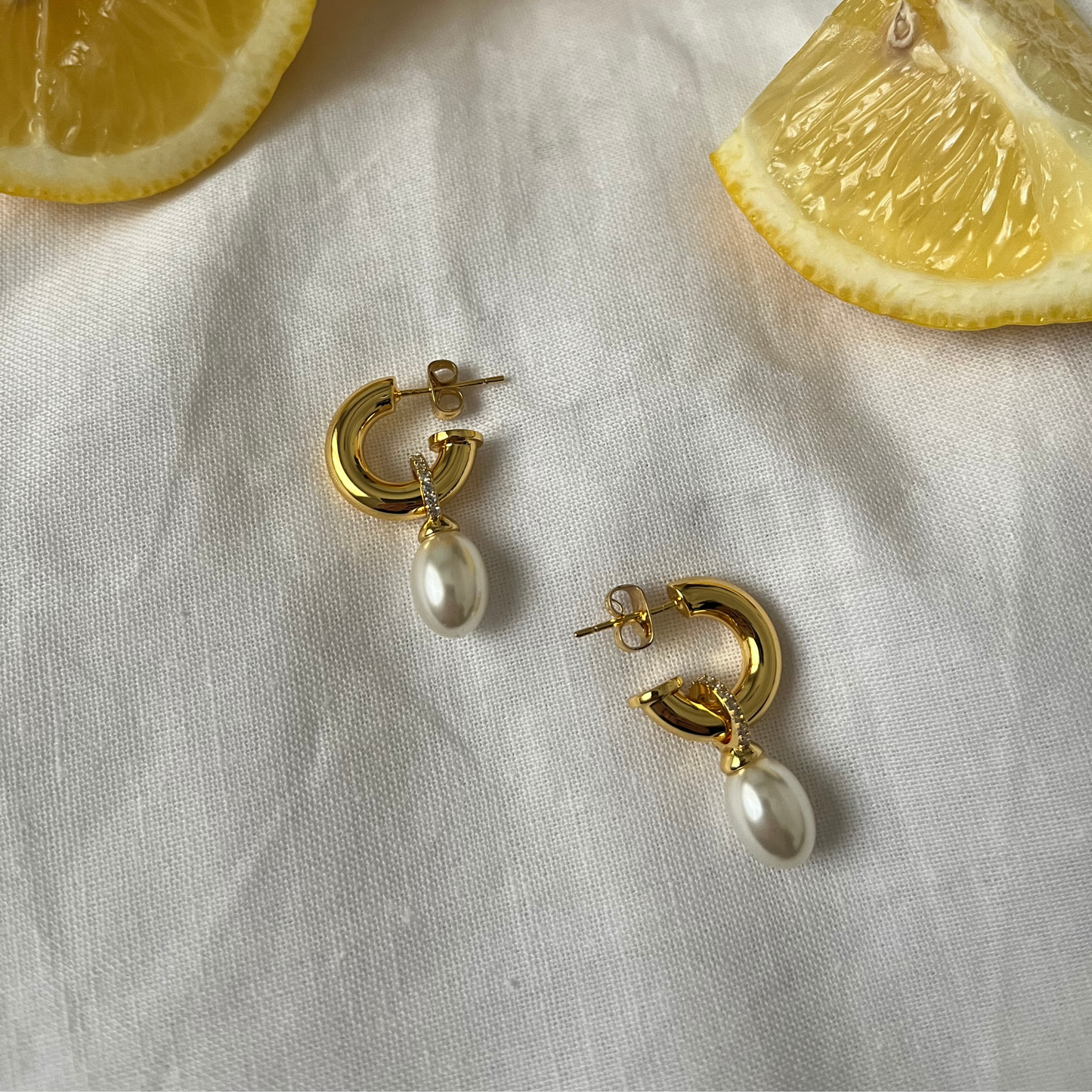 Diaz Pearl Hoop Earrings