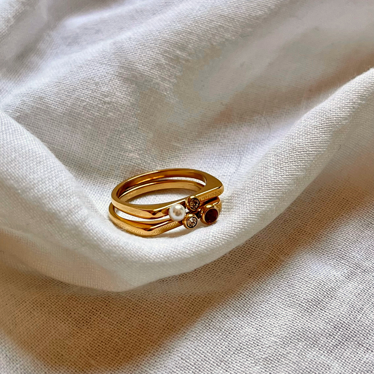 Crystal Pearl Skinny Ring