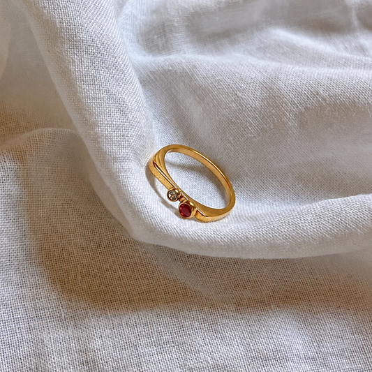 Ruby Crystal Skinny Ring