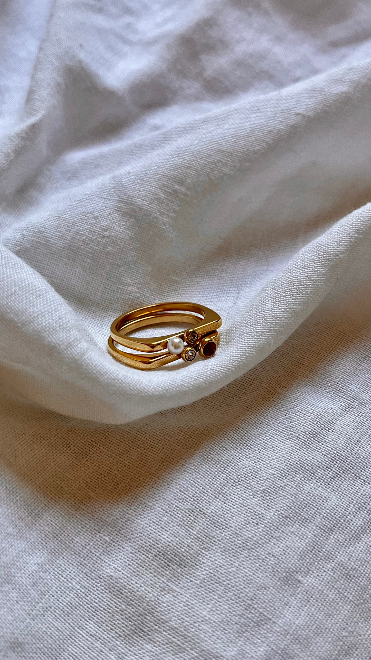 Crystal Pearl Skinny Ring