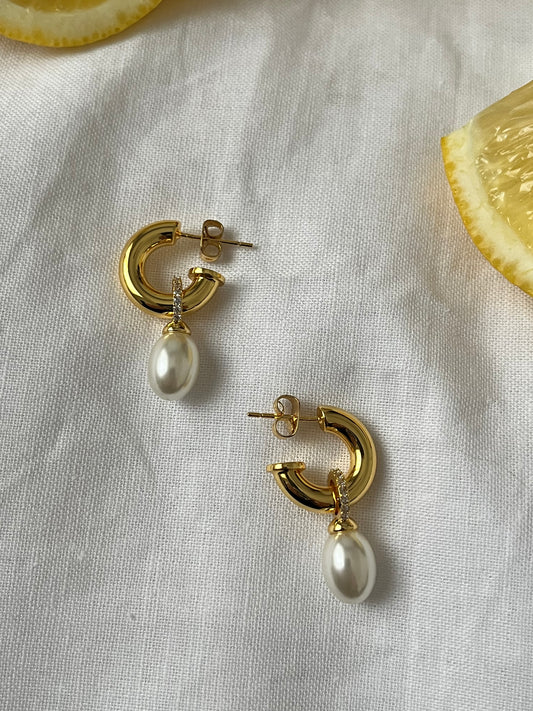 Diaz Pearl Hoop Earrings
